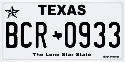 TX license plate BCR0933