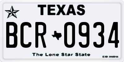 TX license plate BCR0934