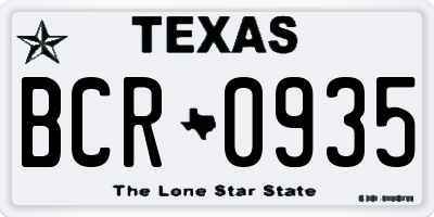 TX license plate BCR0935