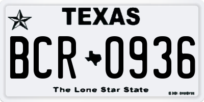 TX license plate BCR0936