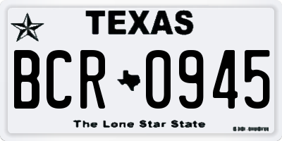TX license plate BCR0945