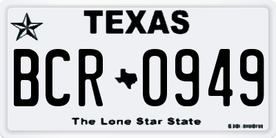 TX license plate BCR0949
