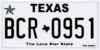 TX license plate BCR0951