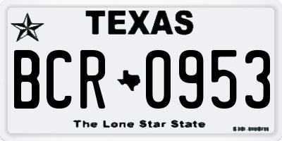 TX license plate BCR0953