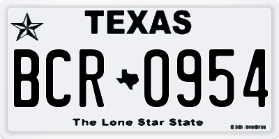 TX license plate BCR0954