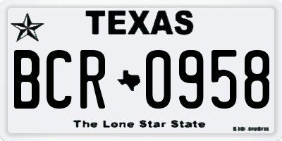 TX license plate BCR0958