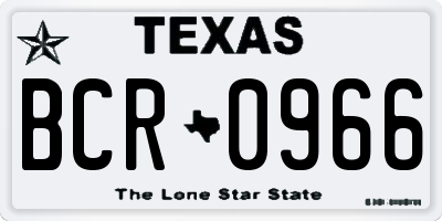 TX license plate BCR0966
