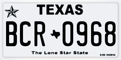 TX license plate BCR0968