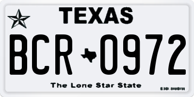 TX license plate BCR0972
