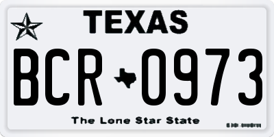 TX license plate BCR0973