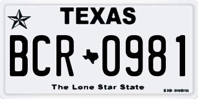 TX license plate BCR0981