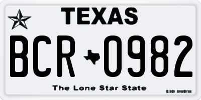 TX license plate BCR0982