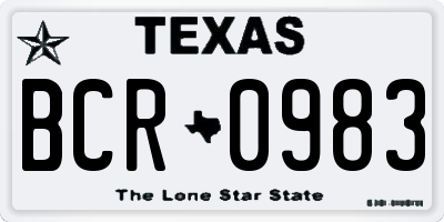 TX license plate BCR0983