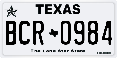 TX license plate BCR0984