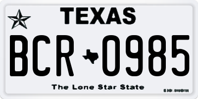 TX license plate BCR0985