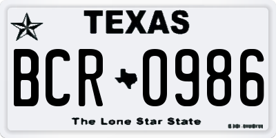 TX license plate BCR0986