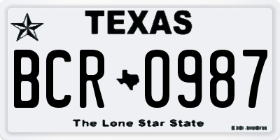 TX license plate BCR0987