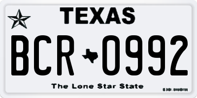 TX license plate BCR0992