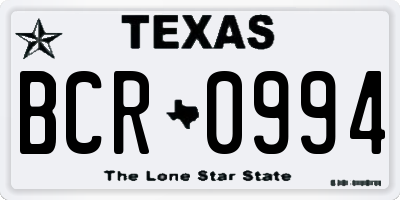 TX license plate BCR0994
