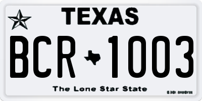 TX license plate BCR1003