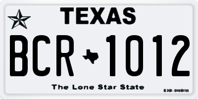 TX license plate BCR1012