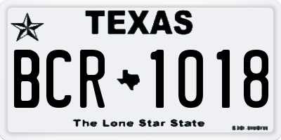 TX license plate BCR1018
