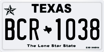TX license plate BCR1038