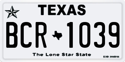TX license plate BCR1039