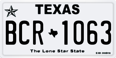 TX license plate BCR1063