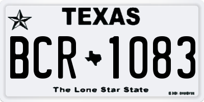 TX license plate BCR1083