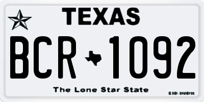TX license plate BCR1092
