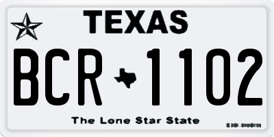 TX license plate BCR1102