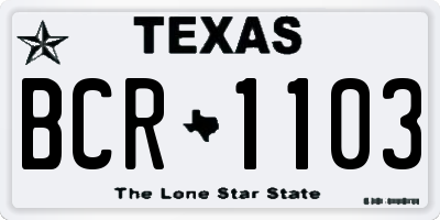 TX license plate BCR1103