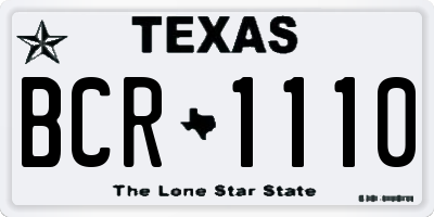TX license plate BCR1110