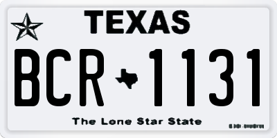 TX license plate BCR1131