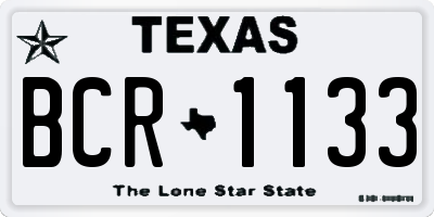 TX license plate BCR1133