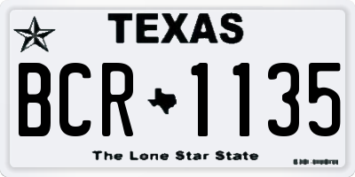 TX license plate BCR1135
