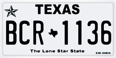 TX license plate BCR1136