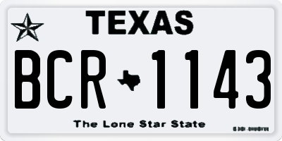 TX license plate BCR1143