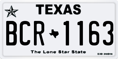 TX license plate BCR1163