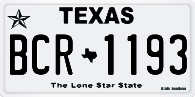 TX license plate BCR1193