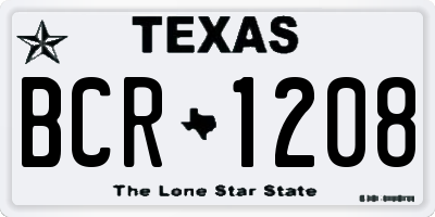TX license plate BCR1208