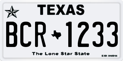TX license plate BCR1233