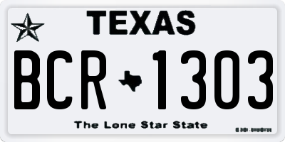 TX license plate BCR1303