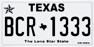 TX license plate BCR1333