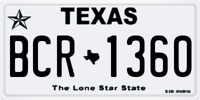 TX license plate BCR1360