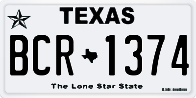 TX license plate BCR1374