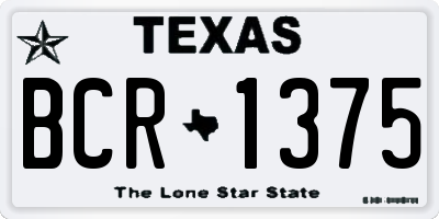 TX license plate BCR1375