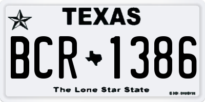 TX license plate BCR1386