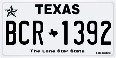 TX license plate BCR1392